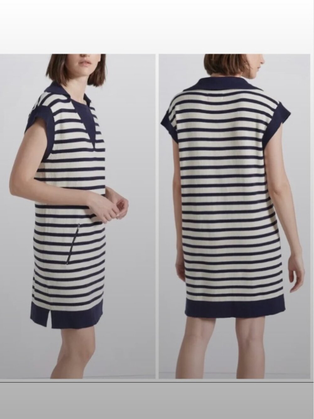 Current/Elliott The Elsie Striped Knit Sweater Dress Navy & Ivory Size 1 (US S)